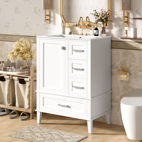 Bathroom Vanity, Modern Bathroom Cabinet With Sink Combo Set, Bathroom Storage Cabinet With A Soft Closing Door And 3 Drawers, Solid Wood Frame HouseOfZazla
