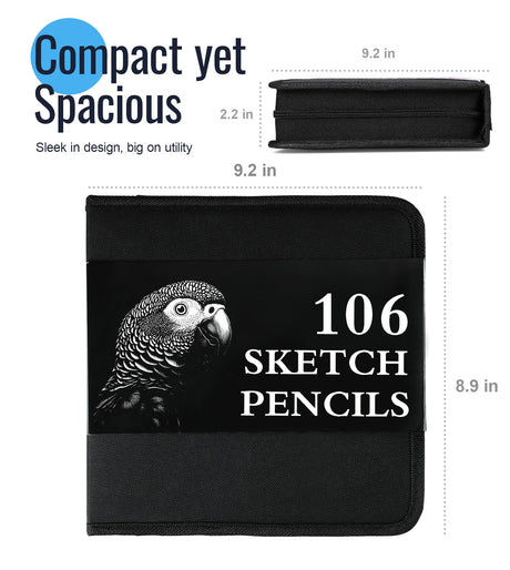 106-Piece Art Supplies Sketching Kit with 3-Color Sketch Book, Coloring Book, Drawing Pencils with Graphite Colored Charcoal Watercolor & Metallic Pencils, Art Kit Gifts for Artists Adults Teens Kids COOL BANK
