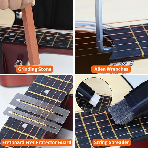 106Pcs Guitar Tool Kit, Guitar Accessories Guitar Maintenance Kit, Guitar Repair Kit with Capo Guitar Strings Picks Bridge Pins Gauge, TIMDAM Guitar TIMDAM