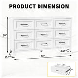 9 Drawer White Metal Dresser with Quiet-Glide Rails