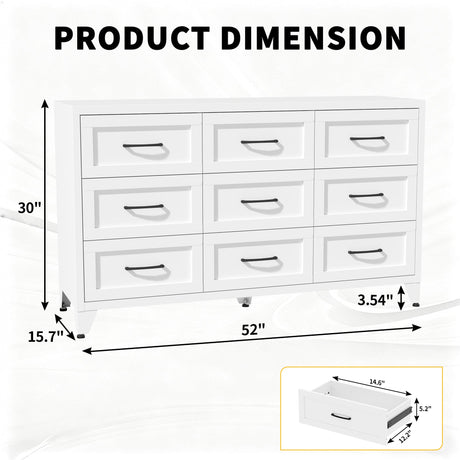 9 Drawer White Metal Dresser with Quiet-Glide Rails HouseOfZazla