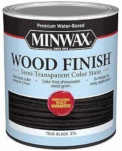 108500000 Wood Finish Stain, Water-Based, Semi-Transparent, True Black, 1-Qt. - Quantity 44 Minwax