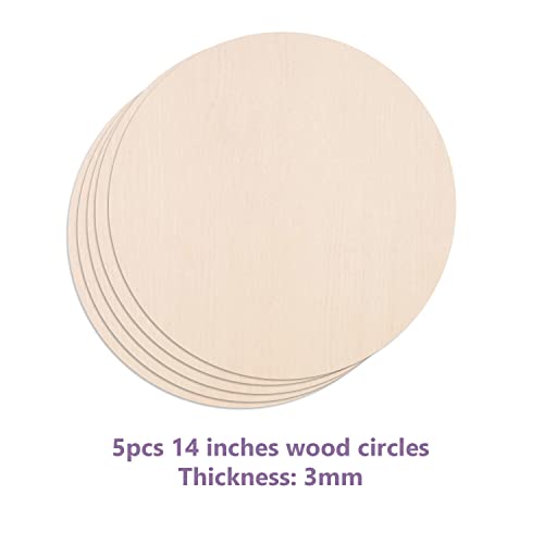 10PCS 14Inch Cutouts Blank Round Wood Slice Wood Circles for Crafts, Unfinished Wooden Slices Blank Round Wooden Circles, Wood Circles for Painting, Unixing