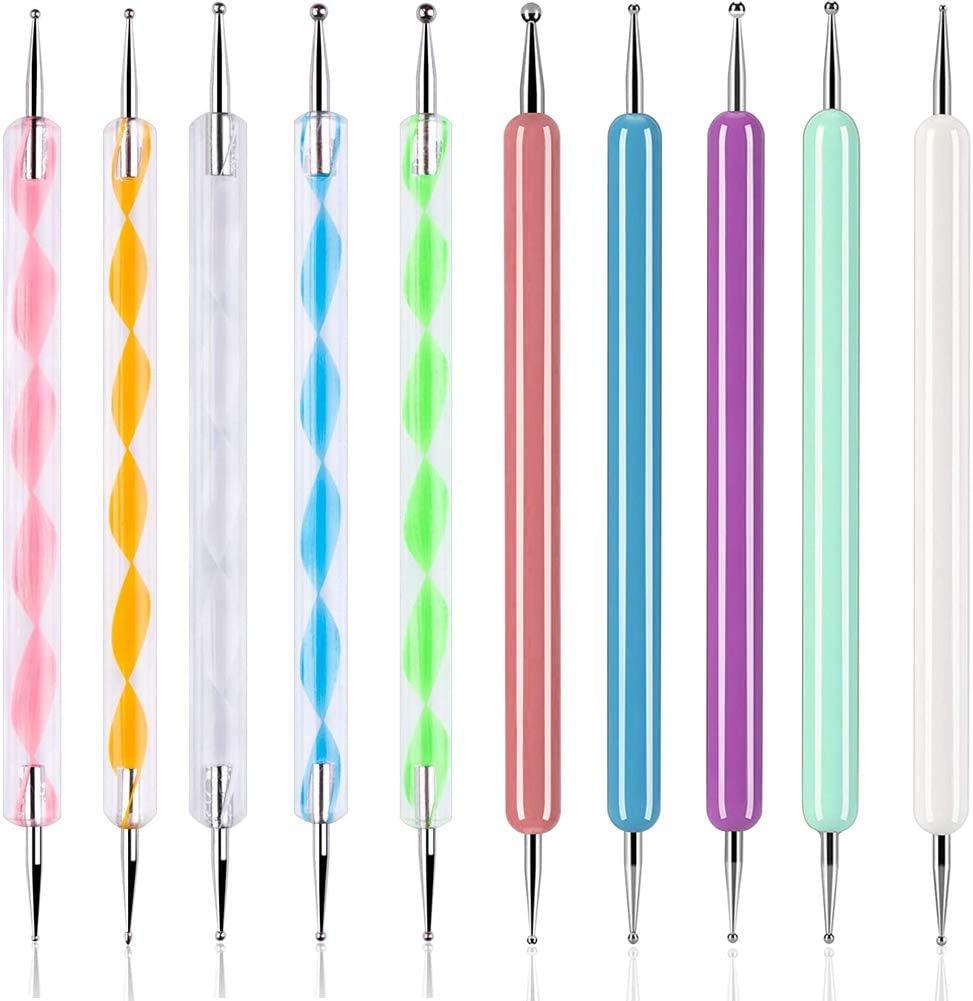 10PCS Dotting Tools Set Nail Art Embossing Stylus for Painting Rocks Mandalas Dot WoodArtSupply