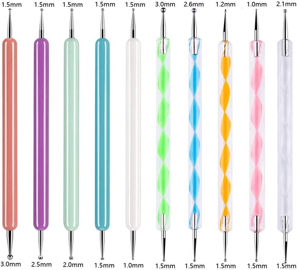 10PCS Dotting Tools Set Nail Art Embossing Stylus for Painting Rocks Mandalas Dot WoodArtSupply