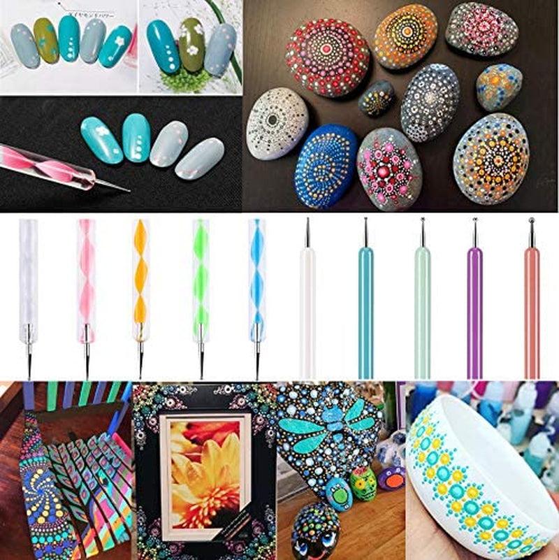 10PCS Dotting Tools Set Nail Art Embossing Stylus for Painting Rocks Mandalas Dot WoodArtSupply