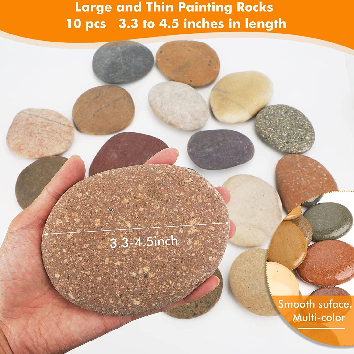 10PCS Extra-Large River Rocks for Painting,Multi-Color Painting Stones,3.3-4.5 Inch Smooth WoodArtSupply