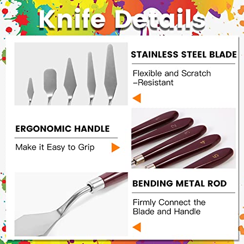 10PCS Palette Knife, Stainless Steel Painting Knife Set, Flexible Spatula Pallet Knife, Metal Artist Knives, Oil Painting Accessories Color Mixing Cualork