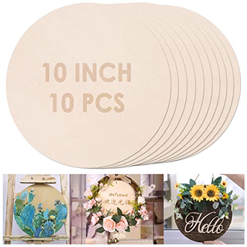 10Pcs 10Inch Cutouts Blank Round Wood Slice Wood Circles for Crafts, Unfinished Wooden Slices Blank Round Wooden Circles, Wood Circles for Painting, Unixing