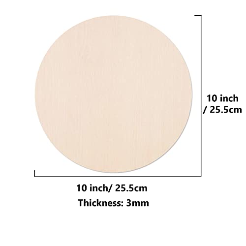 10Pcs 10Inch Cutouts Blank Round Wood Slice Wood Circles for Crafts, Unfinished Wooden Slices Blank Round Wooden Circles, Wood Circles for Painting, Unixing