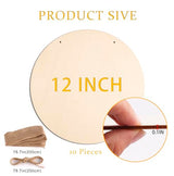10Pcs 12 Inch Wood Circles for Crafts, Unfinished Wood Blank Door Hanger Sign, DIY Wood Rounds for Cricut Projects, Wood Burning, Painting, KOOCHOICE