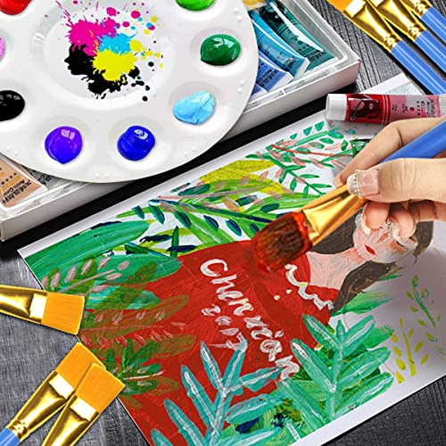 10Pcs 1 inch Flat Paint Brushes Acrylic Paint Brush Big Paint Brushes Watercolor Synthetic Brushes Bulk Wooden Handle Painting Brush Detail Oil Brush Anlan-angel