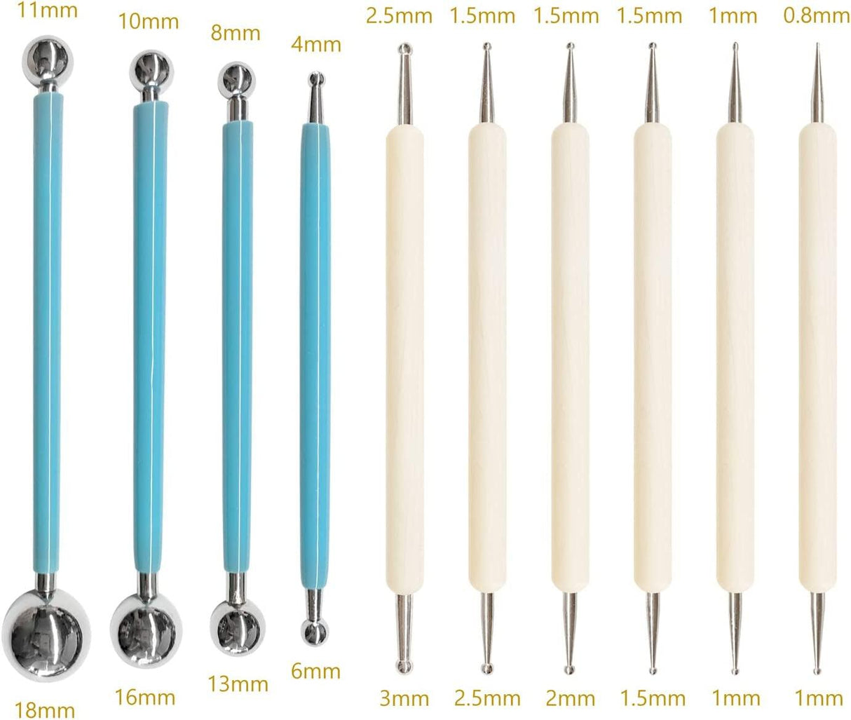 10Pcs Dotting Tools Ball End Dot Art Rock Painting Pottery Clay Modeling Embossing Art Mandala WoodArtSupply