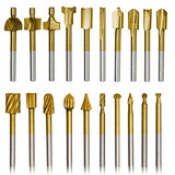 10Pcs HSS Router Carbide Engraving Bits & 10Pcs Router Bit with 1/8"(3mm) Shank Power Rotary Tools for DIY Woodworking, Carving, Sculpting, DKIBBITH