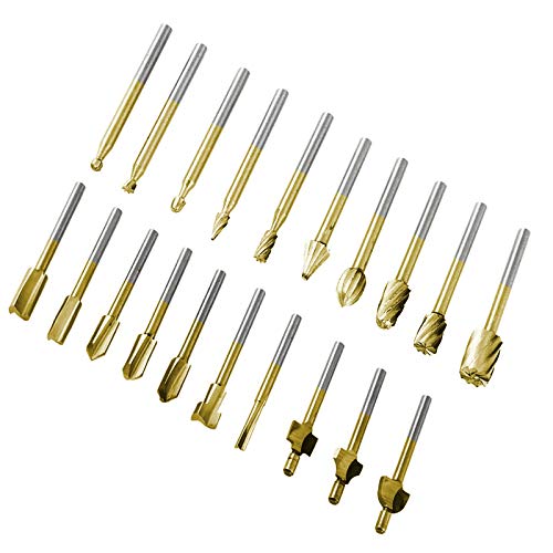 10Pcs HSS Router Carbide Engraving Bits & 10Pcs Router Bit with 1/8"(3mm) Shank Power Rotary Tools for DIY Woodworking, Carving, Sculpting, DKIBBITH