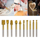10Pcs HSS Router Carbide Engraving Bits & 10Pcs Router Bit with 1/8"(3mm) Shank Power Rotary Tools for DIY Woodworking, Carving, Sculpting, DKIBBITH