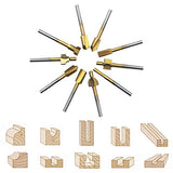 10Pcs HSS Router Carbide Engraving Bits & 10Pcs Router Bit with 1/8"(3mm) Shank Power Rotary Tools for DIY Woodworking, Carving, Sculpting, DKIBBITH