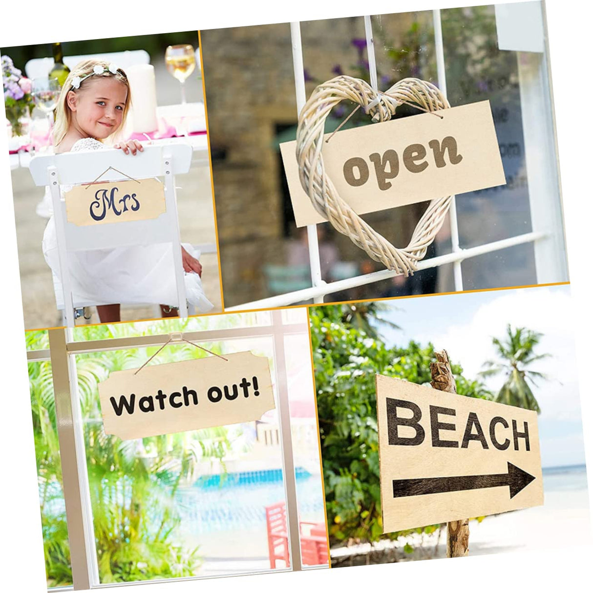 10Pcs Hanging Wooden Sign Unfinished Blank Wood Sign Unfinished Hanging Wood Sign DIY Hanging Sign Wood Crafts Blank Wooden Signs Wood for Crafts SEWOART