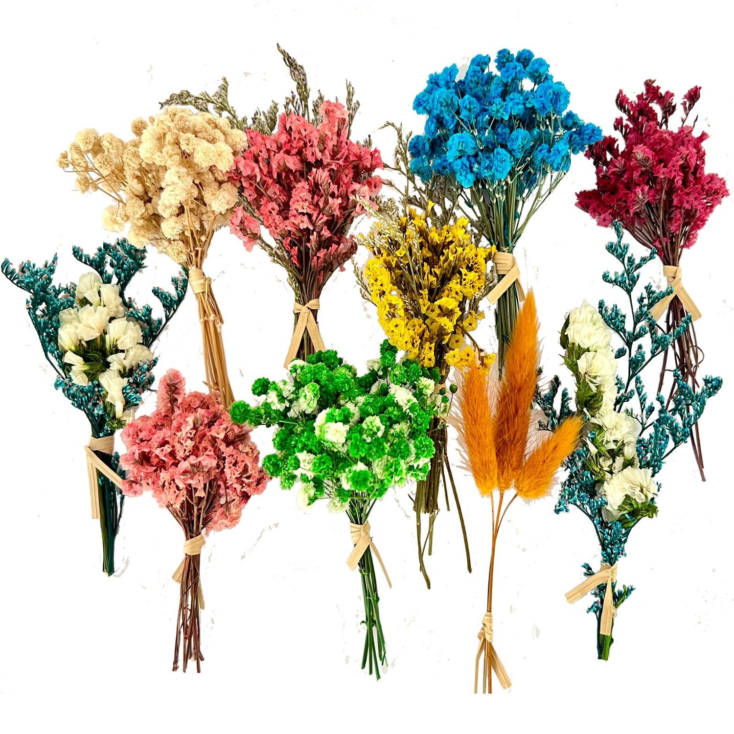 10Pcs Mini Dried Flowers Bouquet, Mixed Natural Dried Flowers Gypsophila Bouquets Boutonniere Table Centerpieces Birthday Cake Flowers for DIY Crafts MOORCHOCO