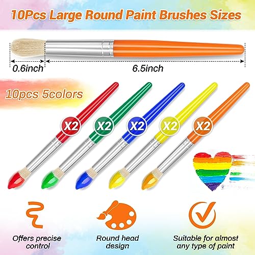 10Pcs Paint Brushes for Kids, Anezus Children Paint Brushes Toddler Large Chubby Kids Paint Brush Set for Preschool Daycare Classroom Washable Paint anezus