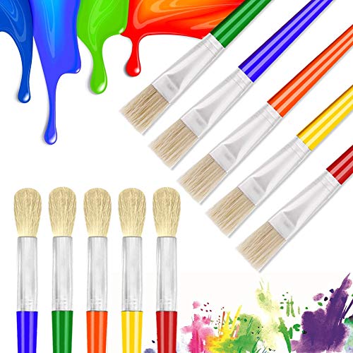 10Pcs Paint Brushes for Kids, Anezus Kids Paint Brushes Toddler Large Chubby Paint Brushes Round and Flat Preschool Paint Brushes for Washable Paint anezus