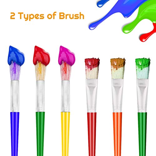 10Pcs Paint Brushes for Kids, Anezus Kids Paint Brushes Toddler Large Chubby Paint Brushes Round and Flat Preschool Paint Brushes for Washable Paint anezus