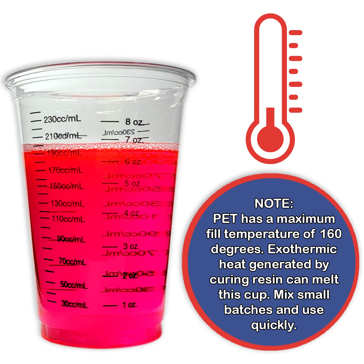 10 8oz Disposable Graduated Clear Plastic (PET) Cups and 10 6" Wood Stir Sticks for Mixing Paint, Stain, Epoxy, Resin by NetSellsIt NSI