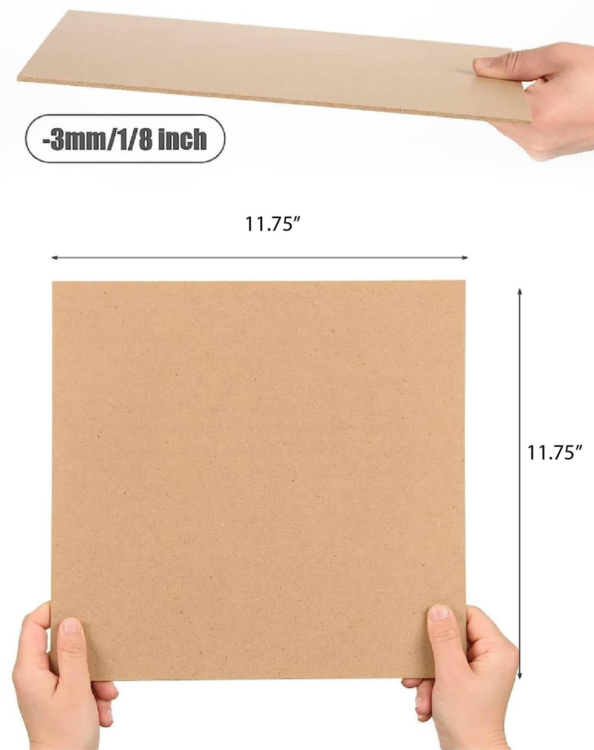 10 Boards of 12”x 12”, 3mm 1/8th inch Draftboard MDF, Glowforge Ready, Laser X, Unfinished for Laser Engraving, CNC, Wood Burning, Router, Scroll Saw Generic