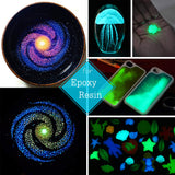 10 Color Glow In The Dark Pigment Powder with UV Lamp - Epoxy Resin Luminous Powder for Slime Kit,Skin Safe Long Lasting Self Glowing Dye for DIY DecorRom