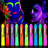 10 Color Glow in The Dark Face Paint,UV and Black Light Neon Face and Body Painting Set Mardi Gras Halloween Masquerade Black Light Birthday Party Sanhaipen
