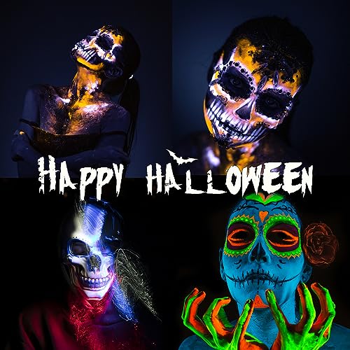 10 Color Glow in The Dark Face Paint,UV and Black Light Neon Face and Body Painting Set Mardi Gras Halloween Masquerade Black Light Birthday Party Sanhaipen