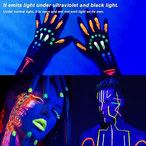 10 Color Glow in The Dark Face Paint,UV and Black Light Neon Face and Body Painting Set Mardi Gras Halloween Masquerade Black Light Birthday Party Sanhaipen
