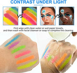 10 Colors Glow in The Black Light Face Paint Crayons Kit, UV Black Light Makeup Neon Face and Body Paint Sticks Markers for Mardi Gras Halloween Ausejopeac