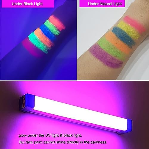 10 Colors Glow in The Black Light Face Paint Crayons Kit, UV Black Light Makeup Neon Face and Body Paint Sticks Markers for Mardi Gras Halloween Ausejopeac
