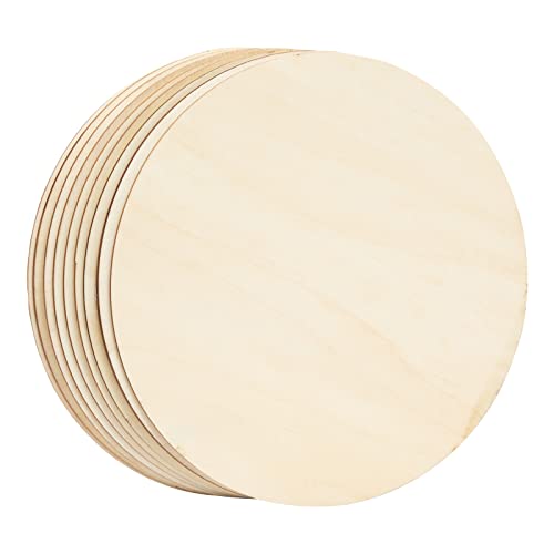 10 Inch Wooden Circles for Crafts, Unfinished Rounds for Wood Burning, DIY Signs, Painting, Decorations (10 Pack) Juvale