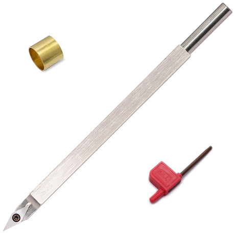 10 Inches Woodturning Tool Carbide Tipped Lathe Chisel Sharp Detailer Tool bar Blades Gouge Skew Spear 35° With Diamond Carbide Insert and Copper Asieg Tool