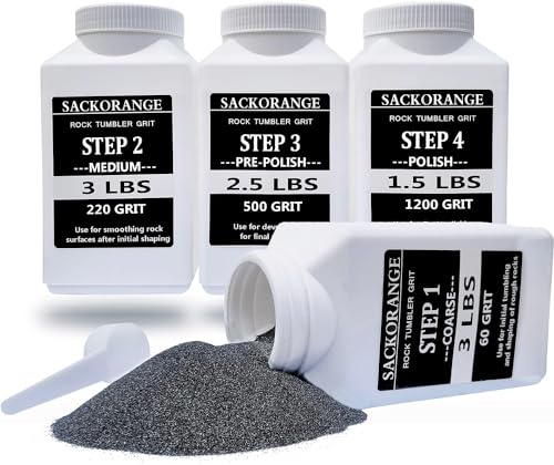 10 LBS Large Weight 4 Step Rock Tumbler Grit Kit, Tumbling Media Refill - Coarse/Medium/Pre-Polished/Final Polish Grit Works with Any Rock Tumbler, SACKORANGE