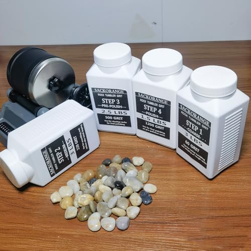 10 LBS Large Weight 4 Step Rock Tumbler Grit Kit, Tumbling Media Refill - Coarse/Medium/Pre-Polished/Final Polish Grit Works with Any Rock Tumbler, SACKORANGE
