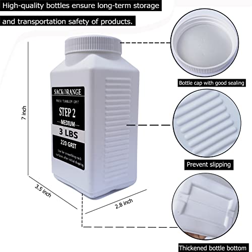 10 LBS Large Weight 4 Step Rock Tumbler Grit Kit, Tumbling Media Refill - Coarse/Medium/Pre-Polished/Final Polish Grit Works with Any Rock Tumbler, SACKORANGE