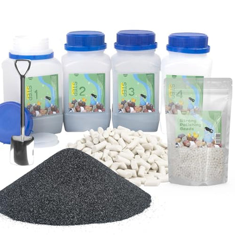 10 LBS Rock Tumbler Grit Set, Rock Tumbler Grit Refill Kit, Tumbling Media,4-Steps Supplies for Tumbling and Polishing Stones and Gems GANGOU