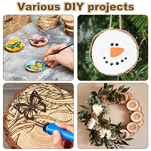 10 PCS 6-6.7 Inch Nature Unfinished Wood Slices, Round Wooden Circle with Tree Bark, Natural Pine Wood Slabs Rustic Wood Slices for DIY Crafts, SHUESS