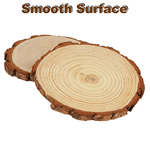 10 PCS 6-6.7 Inch Nature Unfinished Wood Slices, Round Wooden Circle with Tree Bark, Natural Pine Wood Slabs Rustic Wood Slices for DIY Crafts, SHUESS