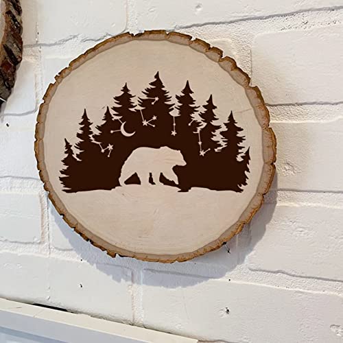 10 PCS Bear Deer Wolf Mountain Stencil Pine Tree Wildlife Forest Animal Stencils Template Wood Burning Stencils Reusable Patterns Moon Claw Stencils Hosomono