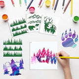 10 PCS Bear Deer Wolf Mountain Stencil Pine Tree Wildlife Forest Animal Stencils Template Wood Burning Stencils Reusable Patterns Moon Claw Stencils Hosomono