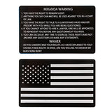 10 PCS Black Metal Miranda Warning Card With American Flag, Laser Engraved Insert Card Gift Sanfiland