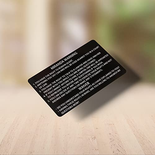 10 PCS Black Metal Miranda Warning Card With American Flag, Laser Engraved Insert Card Gift Sanfiland