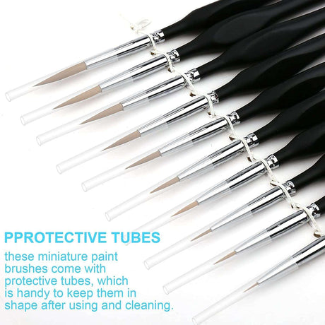 10 PCS Miniature Paint Brushes Kit Fine Detail Micro Professional Tiny Set Oil, Face, Acrylic, Nail, Line Drawing, Scale Model WoodArtSupply