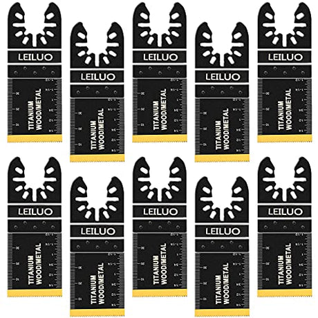 10 PC Titanium Oscillating Multitool Blades LEILUO Oscillating Tool Blades for Nails Wood Plastic and Hard Material Oscillating Saw Blade fit Dewalt LEILUO