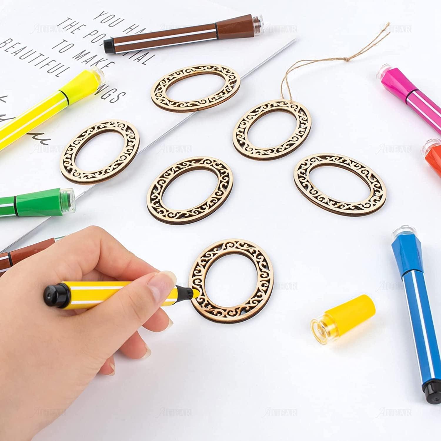 10 Pack 2.4''X1.8 Mini Unfinished Wooden Scrapbooking Picture Frames Craft Wood Frame Charms with Jute Rope WoodArtSupply