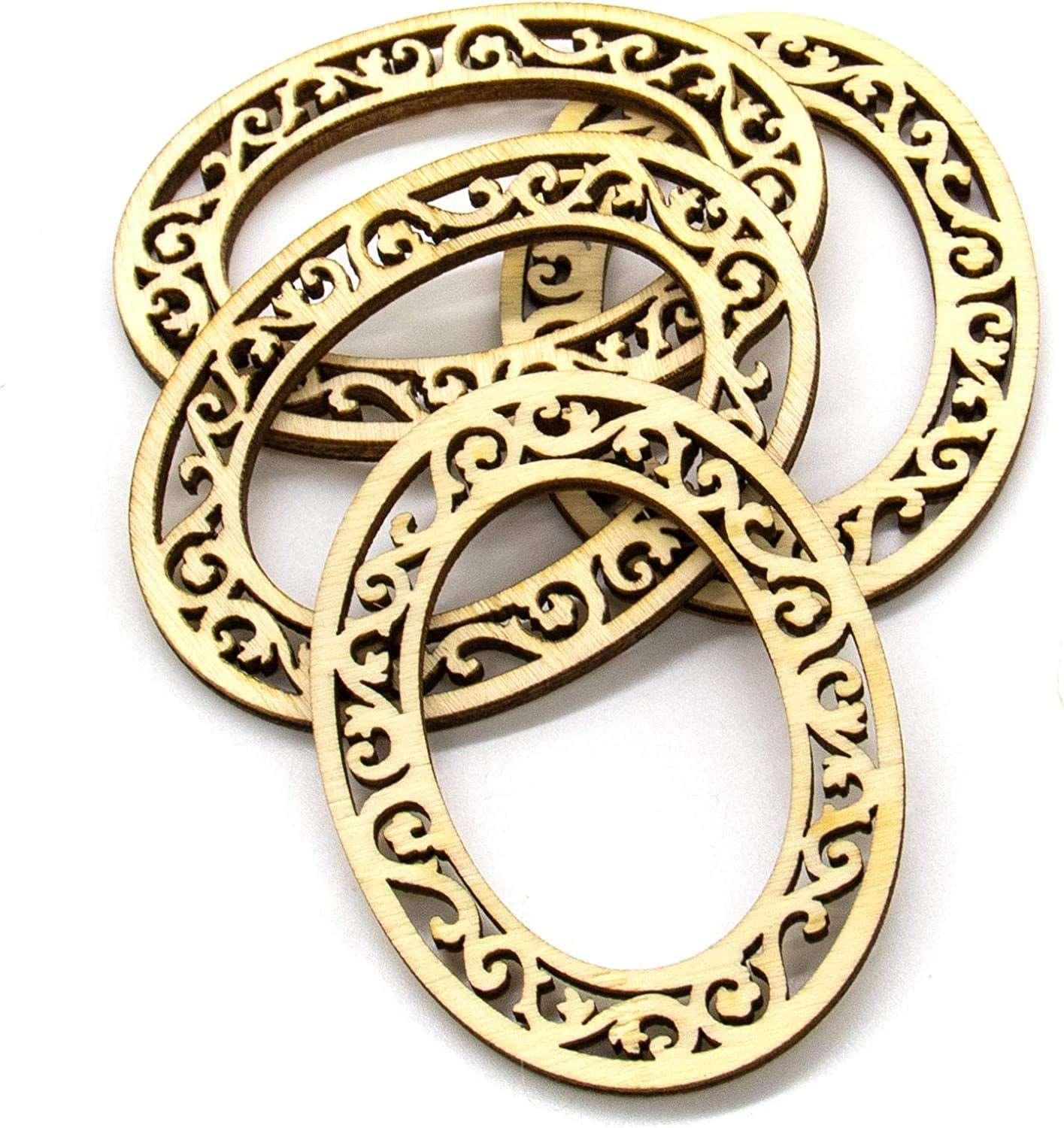 10 Pack 2.4''X1.8 Mini Unfinished Wooden Scrapbooking Picture Frames Craft Wood Frame Charms with Jute Rope WoodArtSupply